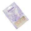 Purple nail art set, nude fake nails, glitter butterfly, silver rhinestone decoration Item Picture
